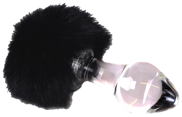 Glazen Buttplug met Zwarte Tickler