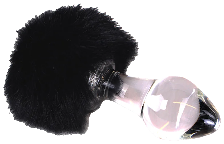 Glazen Buttplug met Zwarte Tickler