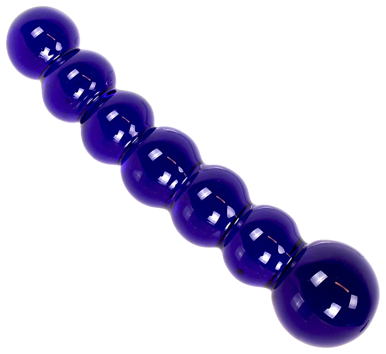 Glazen Dildo Black/Blue Beads