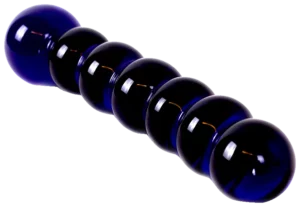 Glazen Dildo Black/Blue Beads