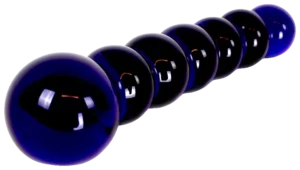 Glazen Dildo Black/Blue Beads