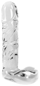 Glazen Dildo Clear Penis Round met Balls