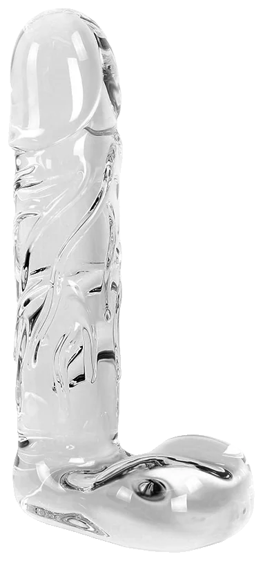 Glazen Dildo Clear Penis Round met Balls