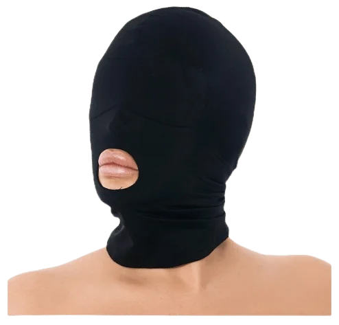 Hoofdmasker van elastische stof met open mond