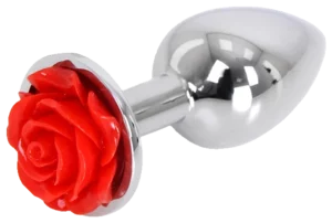 Aluminium Buttplug met Roos (Rood)