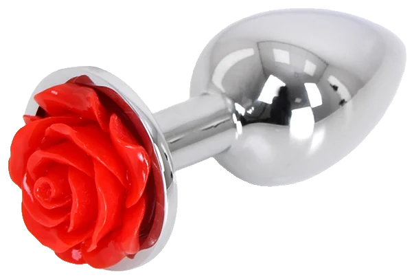 Aluminium Buttplug met Roos (Rood)
