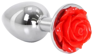 Aluminium Buttplug met Roos (Rood)