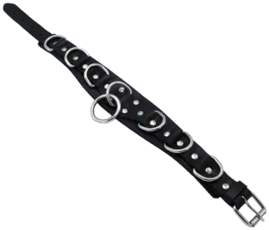 Leren Halsband Deluxe met O-ring en D-ringen