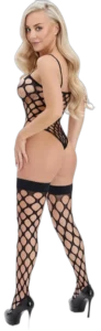 Cottelli Fantasy netbody zwart, achterkant gedragen