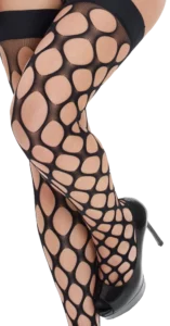 Cottelli Fantasy netbody, detail van de zelfhoudende netkous