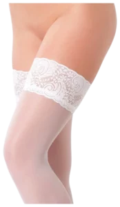 Amorable hold-up kousen met kanten boord in wit, gedragen