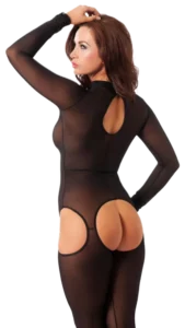 Amorable open catsuit met lange mouwen, achterkant met open billen