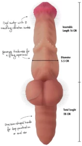 Mutant Rumbler Vibrating Dildo — afmetingen