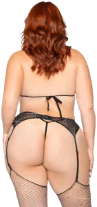 Leg Avenue Plus Size Kanten Bh-set met Jarretelgordel Zwart