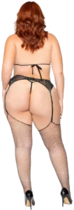 Leg Avenue Plus Size Kanten Bh-set met Jarretelgordel Zwart