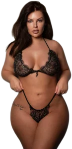 Leg Avenue Plus Size Kanten Bh-set met Jarretelgordel Zwart