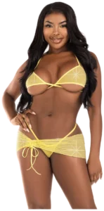 Leg Avenue Strass Bikinitop met String en Sarong