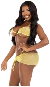 Leg Avenue Strass Bikinitop met String en Sarong