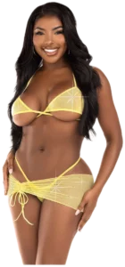 Leg Avenue Strass Bikinitop met String en Sarong