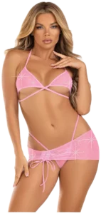 Leg Avenue Strass Bikinitop met String en Sarong