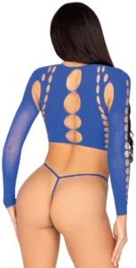 Leg Avenue Crop Top met Cut-outs en String Blauw