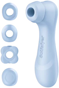 Satisfyer Pro 2 Generation 4 in blauw met vier opzetstukken